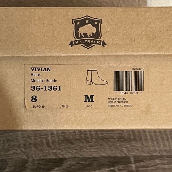 Designer H.S Trask Vivian Black Metallic Suede Ankle Boots - Picture 15 of 16